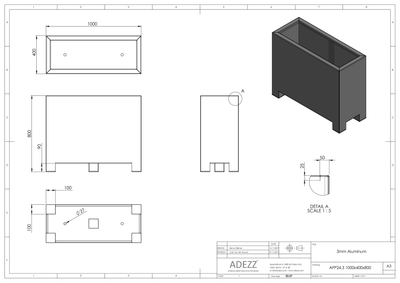 Adezz Aluminium Planter Carrez with feet