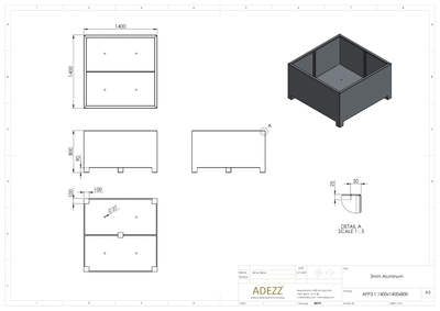 Adezz Aluminium Planter Carrez with feet