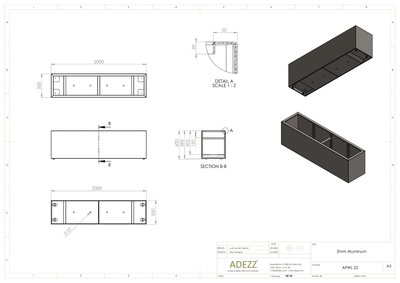 Adezz Alumium Planter Carrez with wheels