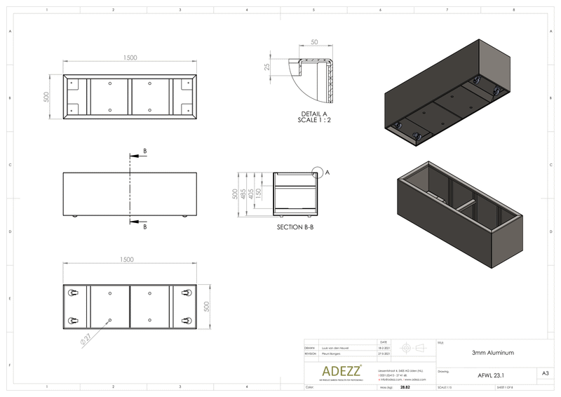 Adezz Alumium Planter Carrez with wheels