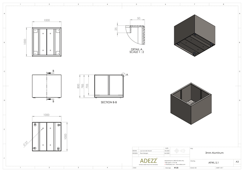 Adezz Alumium Planter Carrez with wheels