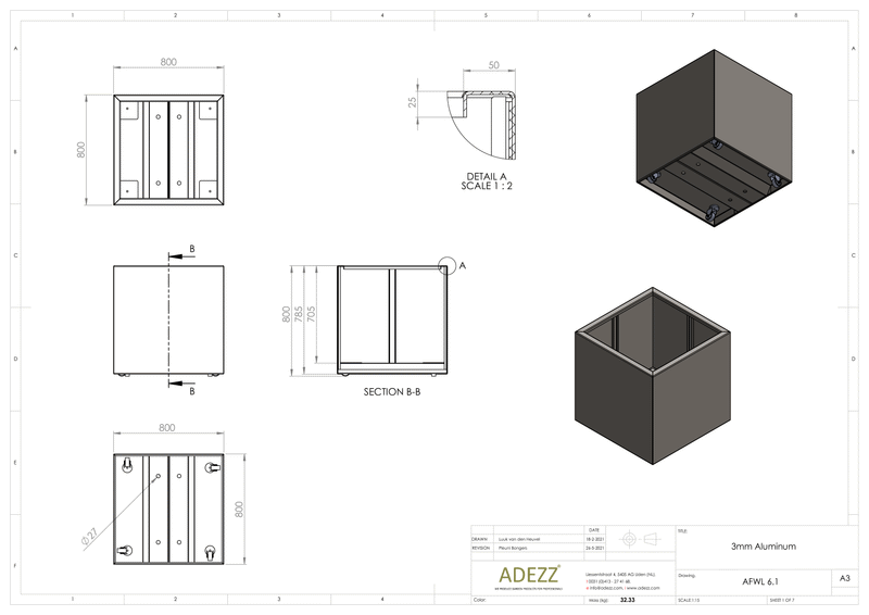 Adezz Alumium Planter Carrez with wheels