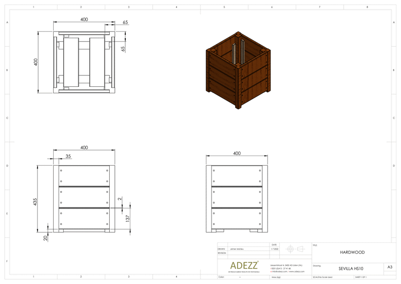 Adezz Hardwood Planter Carrez