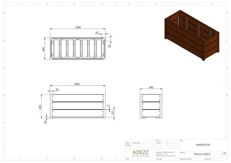 Adezz Hardwood Planter Carrez