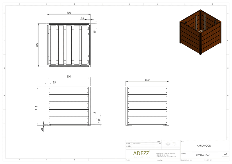 Adezz Hardwood Planter Carrez