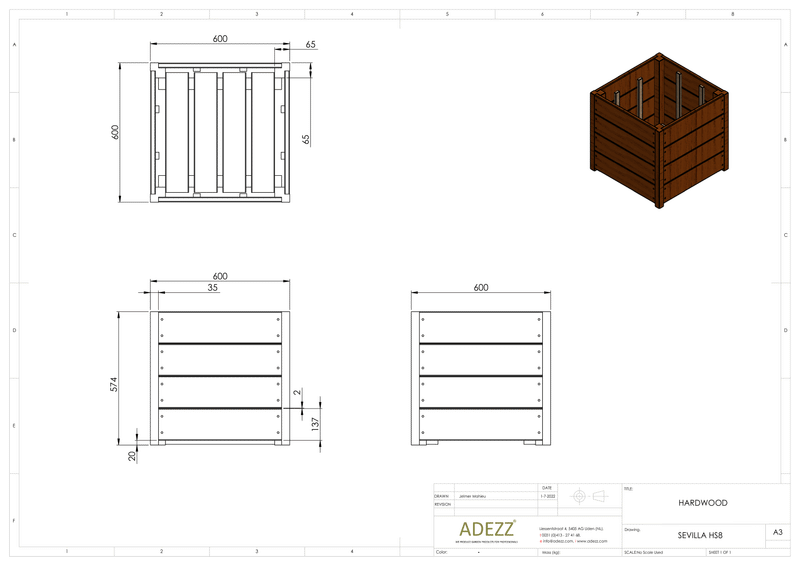 Adezz Hardwood Planter Carrez