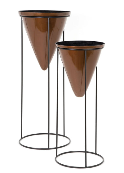 Tall Conical Planter on Stand Contemporary Planters
